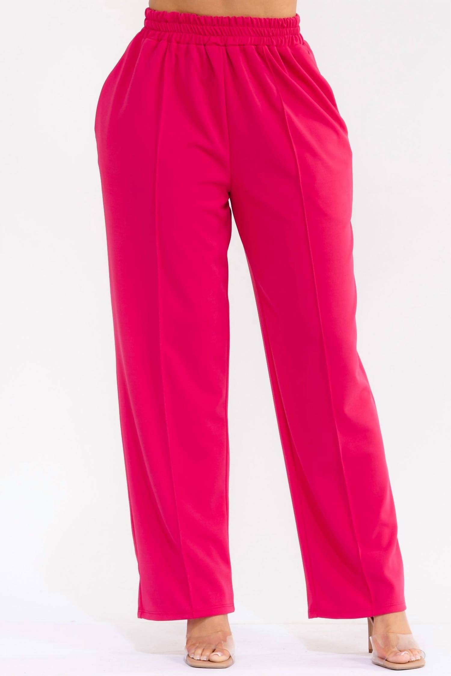 Karen T Design Pull-on Wide Leg Pants in pink - women's pants - detail view