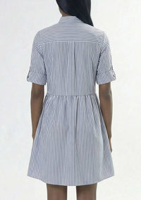 Area Stars Women's Vanya Dress in navy light blue stripe - women's dress - detail view