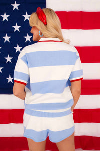 Brianna Cannon Nantucket Stripe Shorts With Stars in blue - women's shorts - detail view