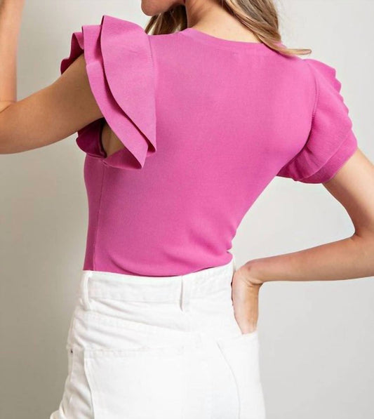 Ee:Some - Shellie Ruffle Sleeve Bodysuit - bodysuits - clothing - pink