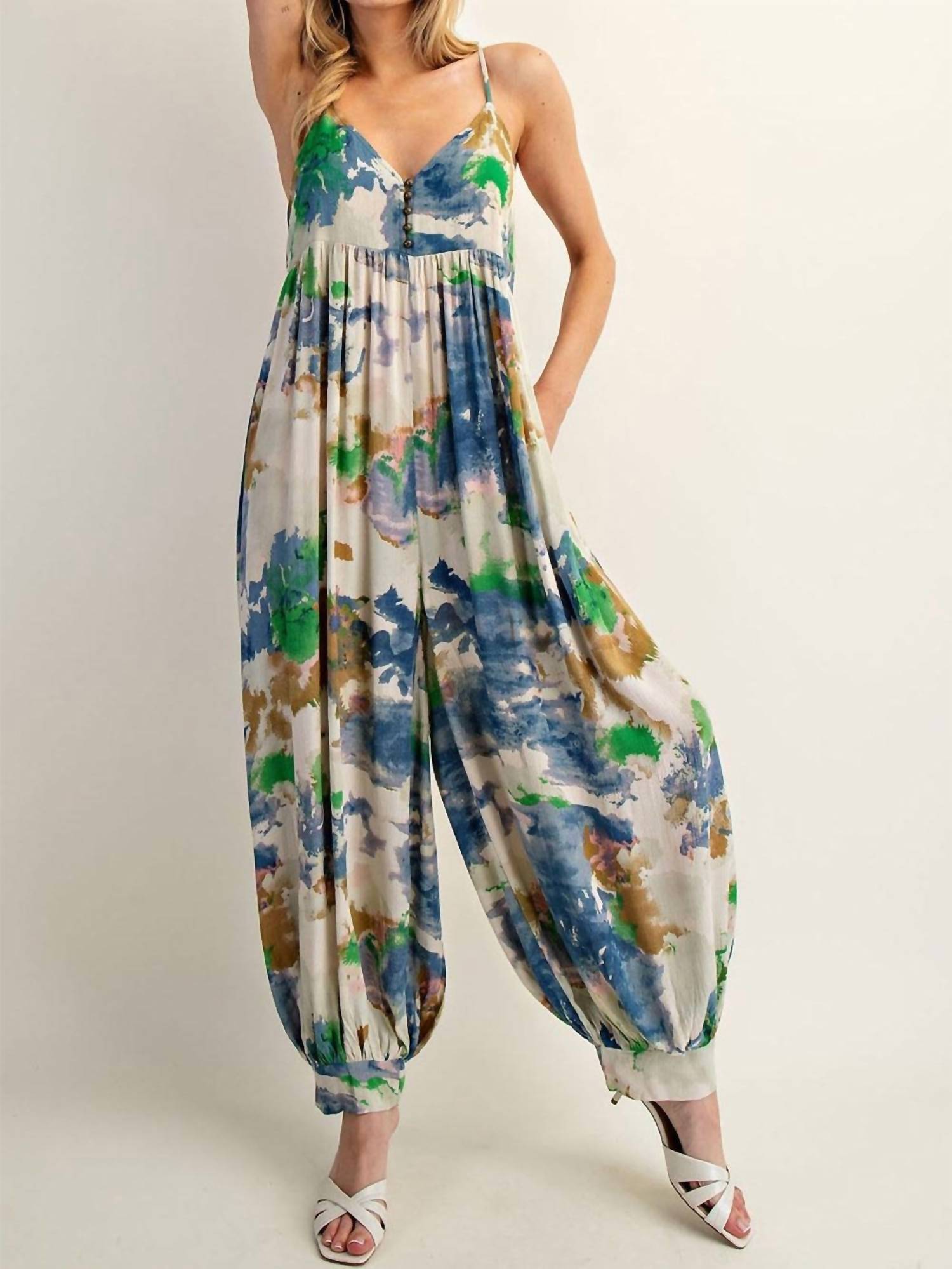 Ee:Some - Tie Dye Jumpsuit - blue - clothing - jumpsuits