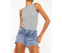 KanCan High Rise Mom Shorts in medium denim - women's shorts