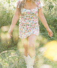 Lovesome - Floral Print Mini Dress