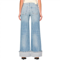 DL1961 - Women's Women's Hepburn Wide Leg Low Rise Jeans in ravello cuffed - women's jeans - detail view