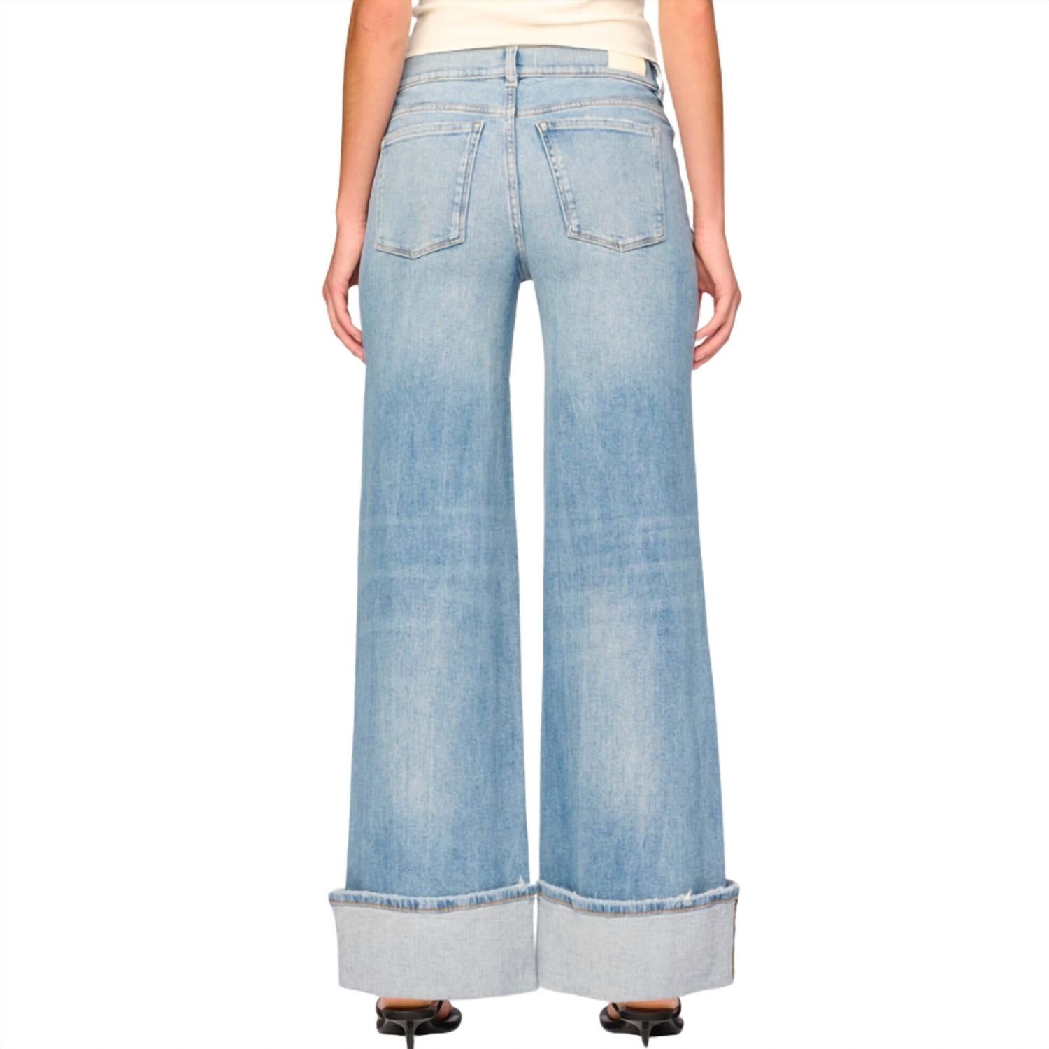 DL1961 - Women's Women's Hepburn Wide Leg Low Rise Jeans in ravello cuffed - women's jeans - detail view