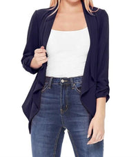 Moa - Open Front Waist Length Blazer Cardigan