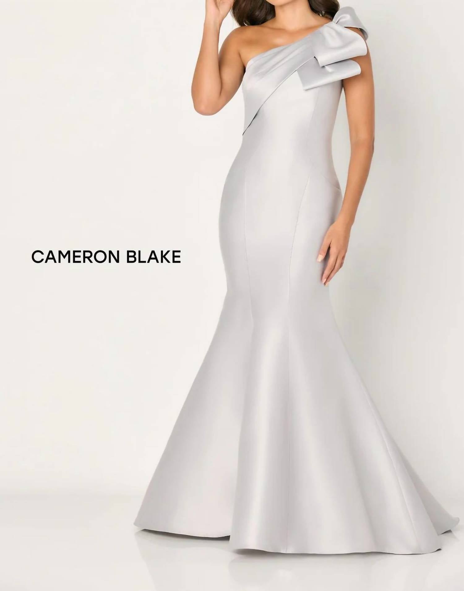 Cameron Blake Mermaid Fitted Dress in silver - women's dress