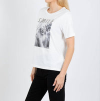 Oui Smile Tee in cloud dancer - women's t-shirt - alternate view