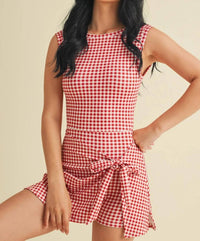 Kimberly C - Gingham Print Wrap Tie Front Mini Dress