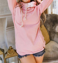 Shiying Fashion - Aztec Print Patchwork Thumb Hole Hoodie