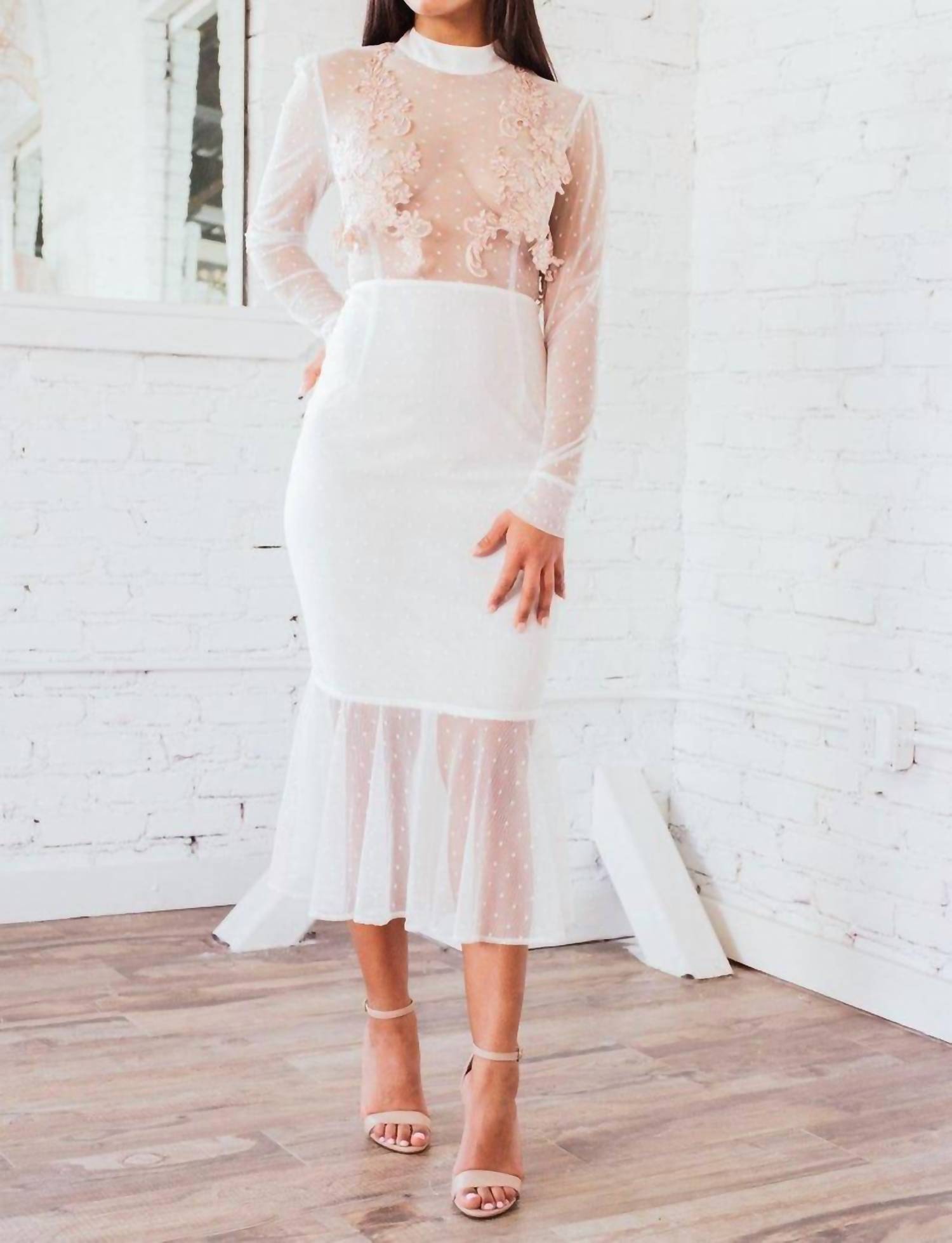 Ariti Kaziris - Long Sleeve Sheer Lace Dress