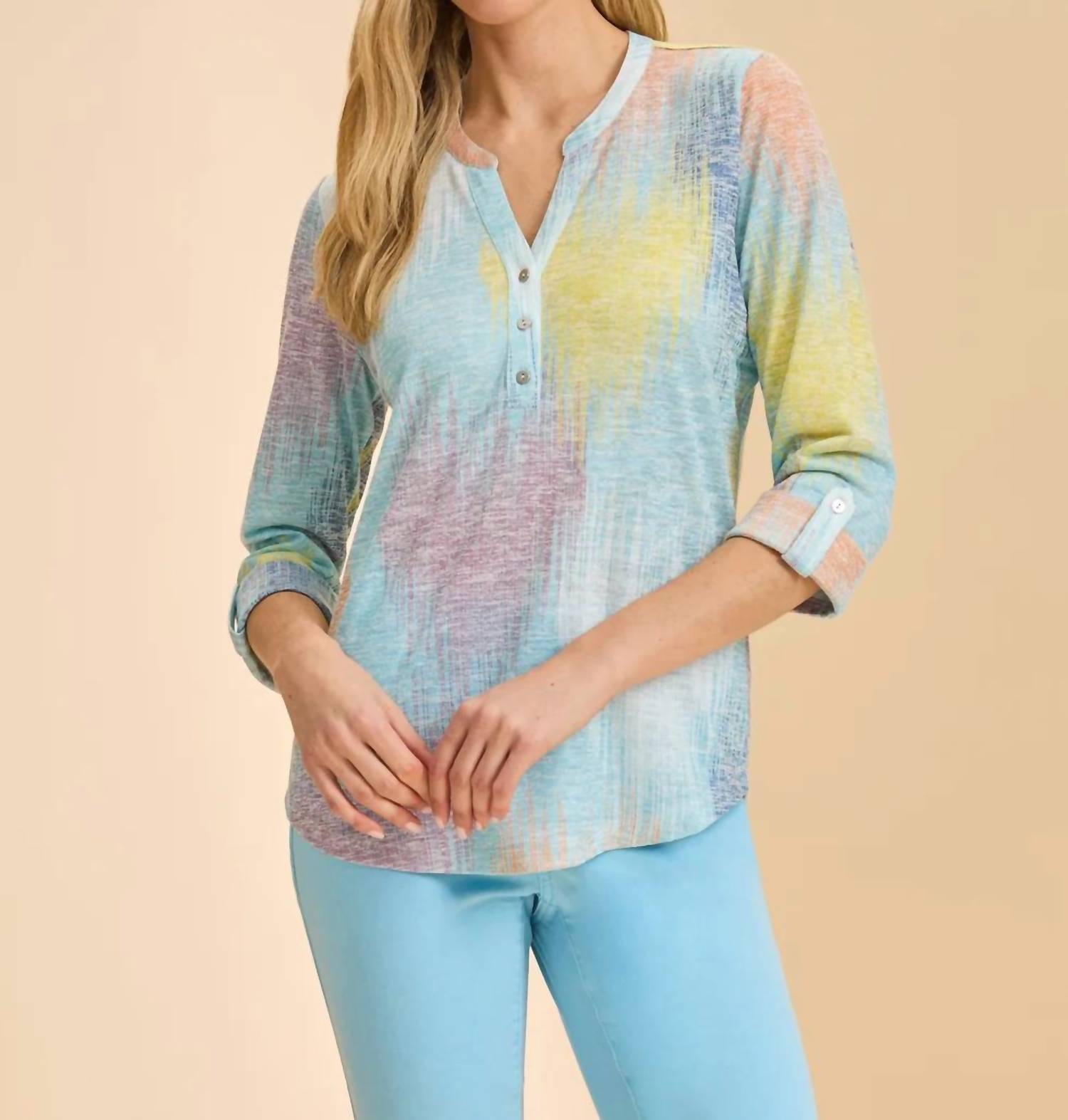 Fdj - Abstract Print Henley Top