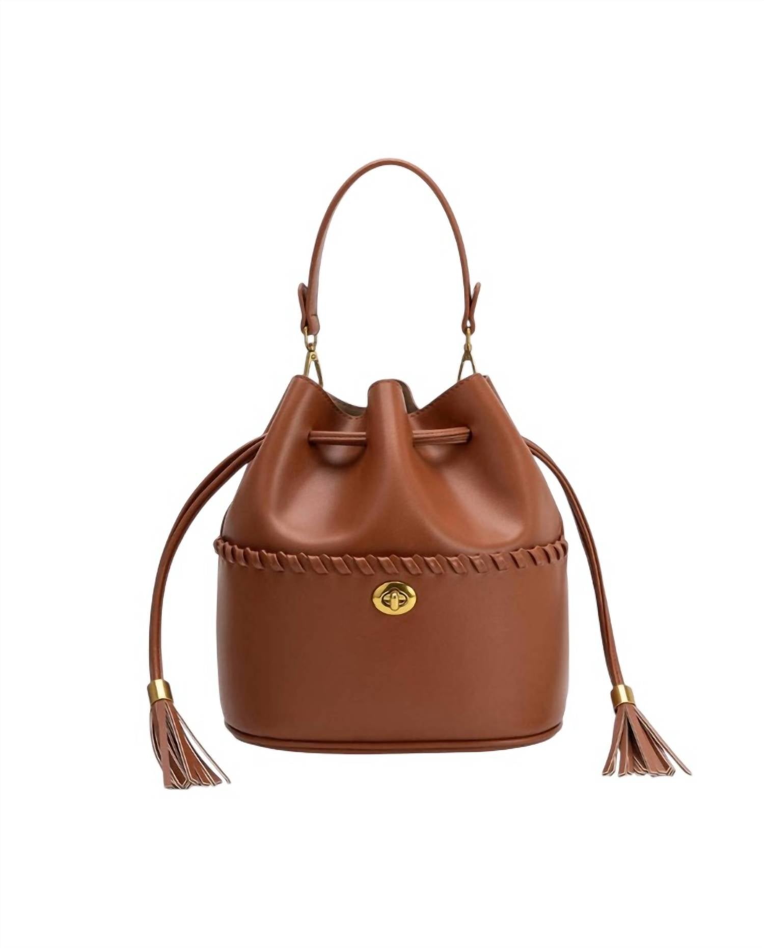 Melie Bianco Women's Janae Saddle Leather Top Handle Bag in brown - women's bag