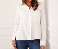 Karen Kane - Long Sleeve Linen Button-Up Shirt