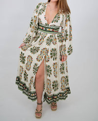 Urban Daizy - Boho Medallion Print Wrap Maxi Dress