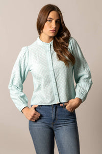 Kimes Ranch Daisychain Long Sleeve Blouse in ice blue - women's long sleeve top