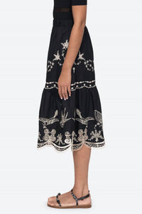 SEA Kingsley Midi Skirt in black - women's skirt - detail view