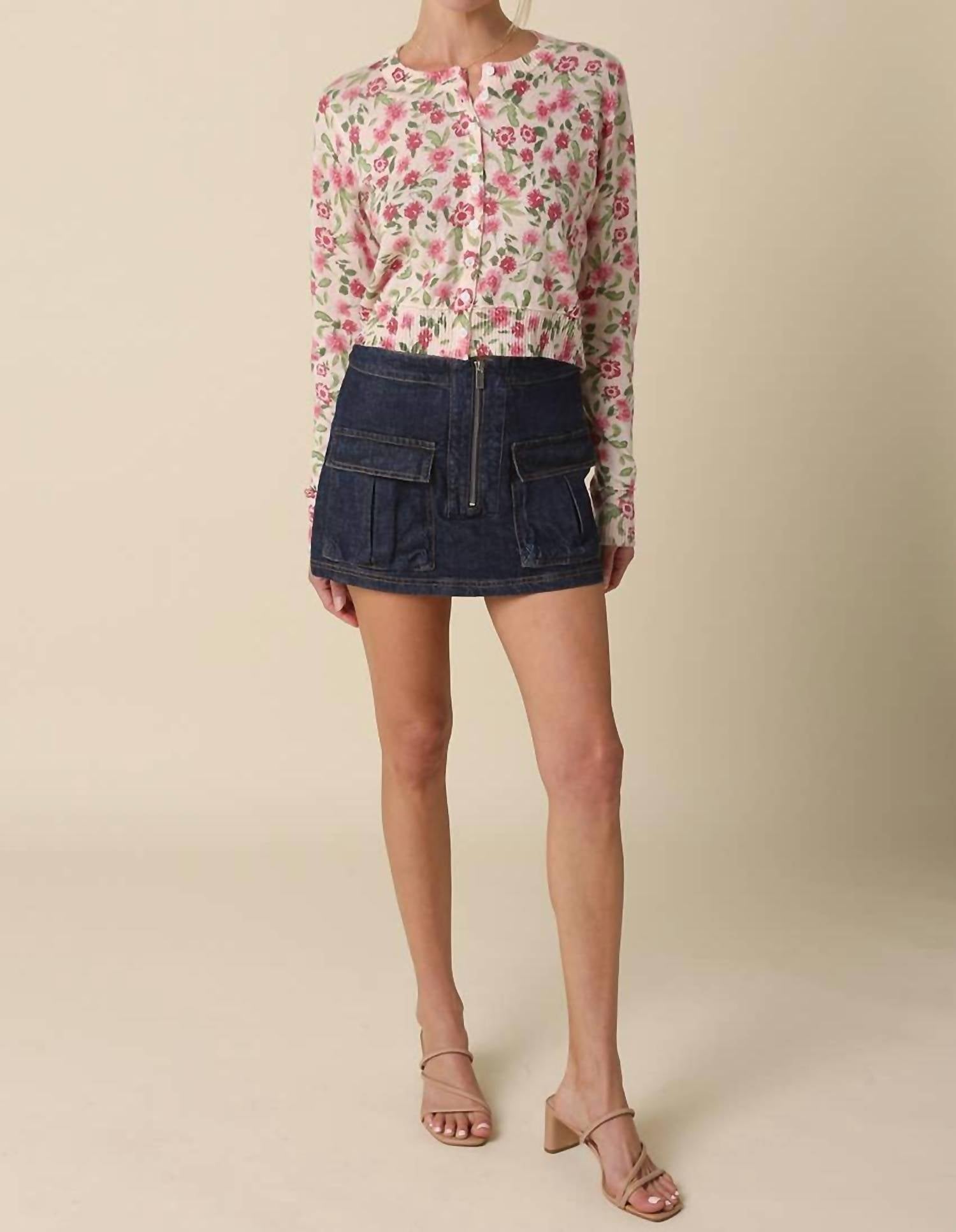 OLIVACEOUS Emilee Floral Cardigan in pink red - women's cardigan - view 5