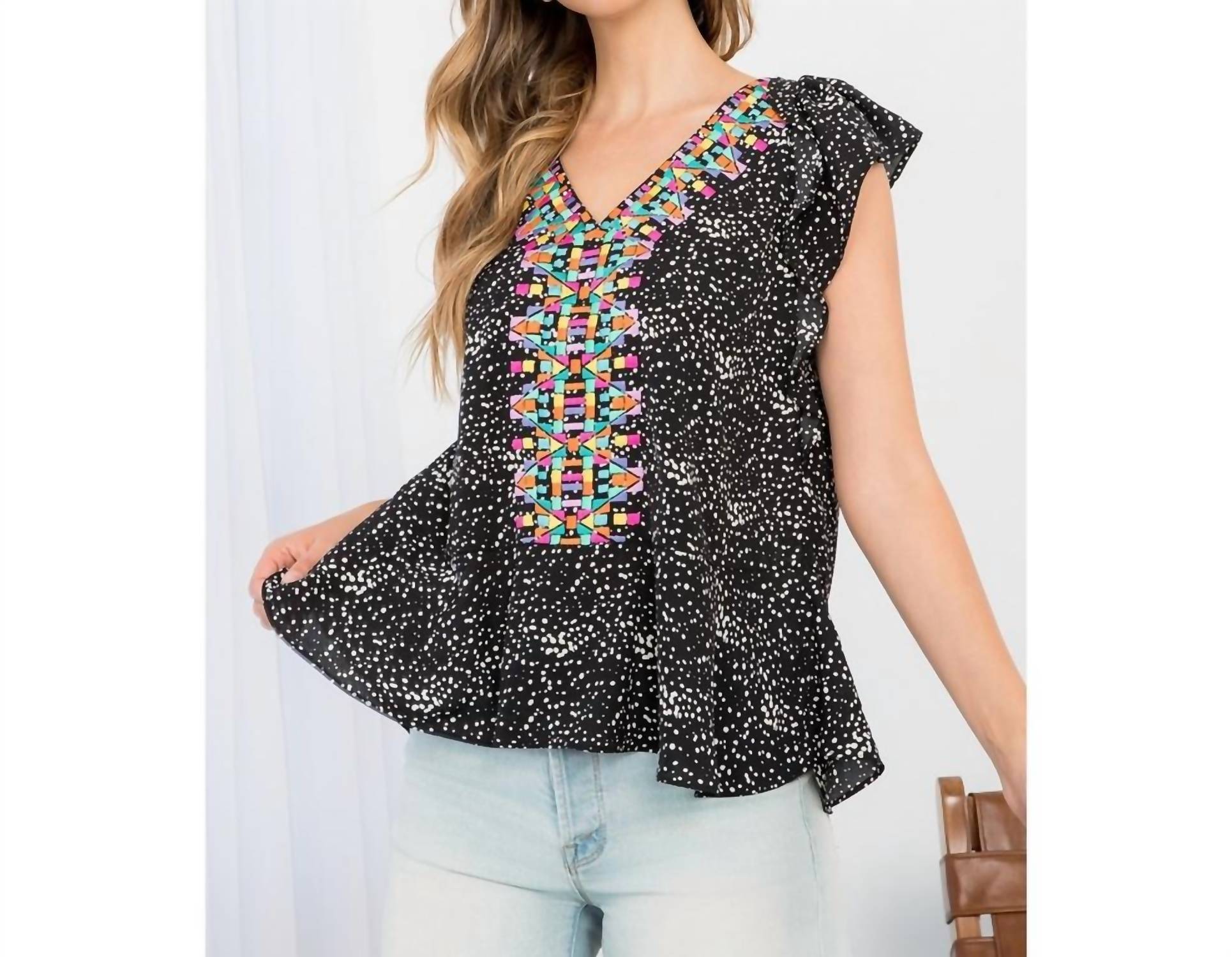 Thml - Embroidered Flutter Sleeve Blouse