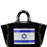 Hipchik - Women's Israel Flag Canvas Fringe Tote Bag