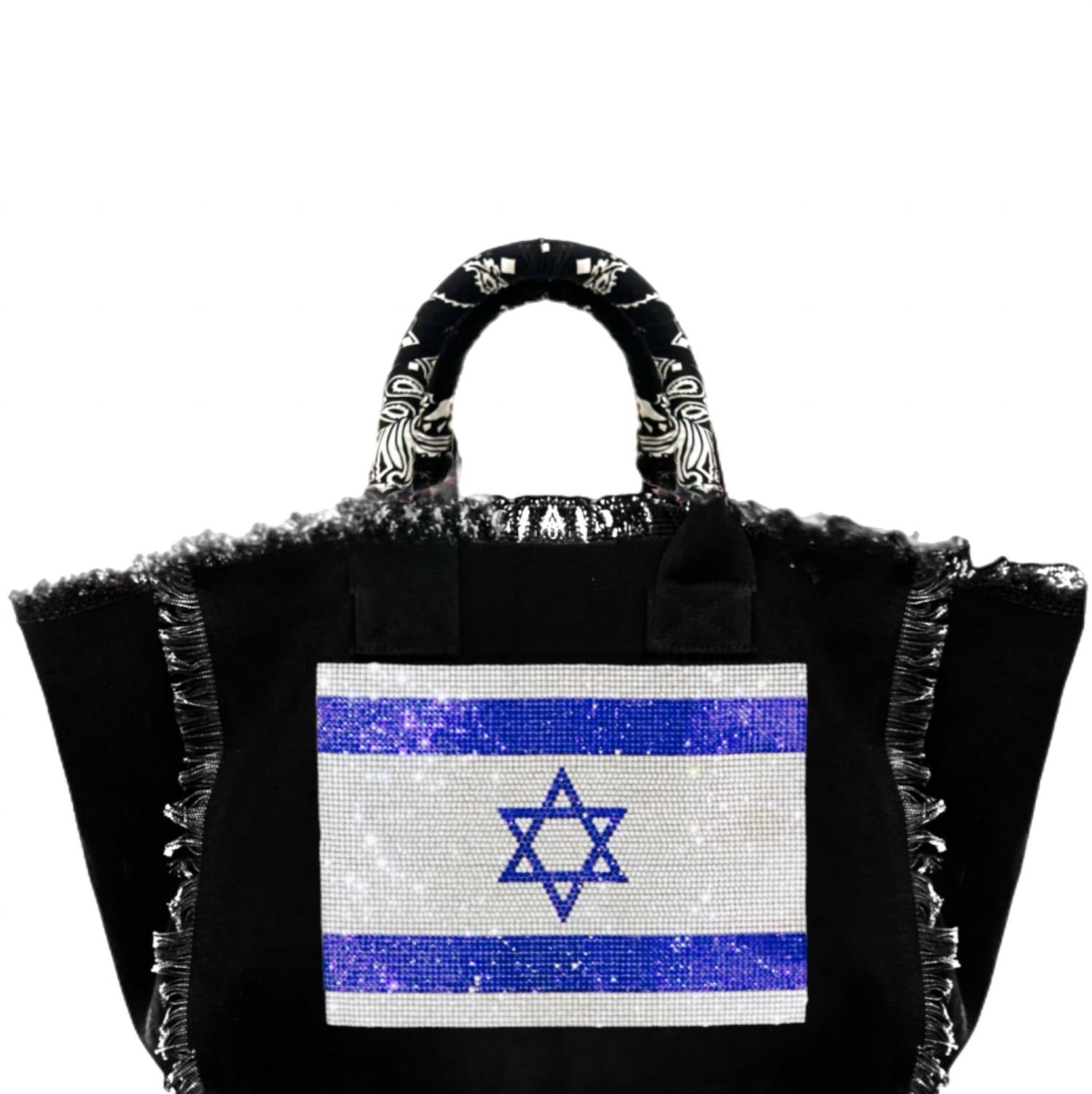 Hipchik - Women's Israel Flag Canvas Fringe Tote Bag