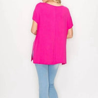A.Gain - Boat Neck Short Sleeve Tee Top