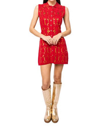 Queen Of Sparkles - Horse Bit Knit Sleeveless Collar Dress
