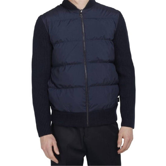 Men Spores Quilted Front Knit Jacket