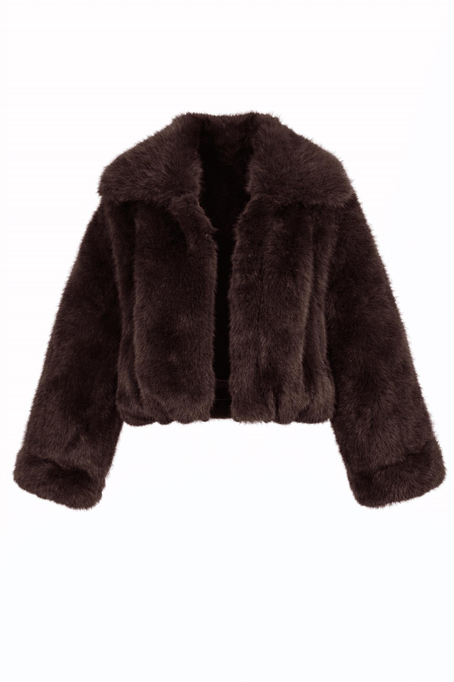 line and dot Jax Faux Fur Jacket in dark brown - women's jacket - view 4