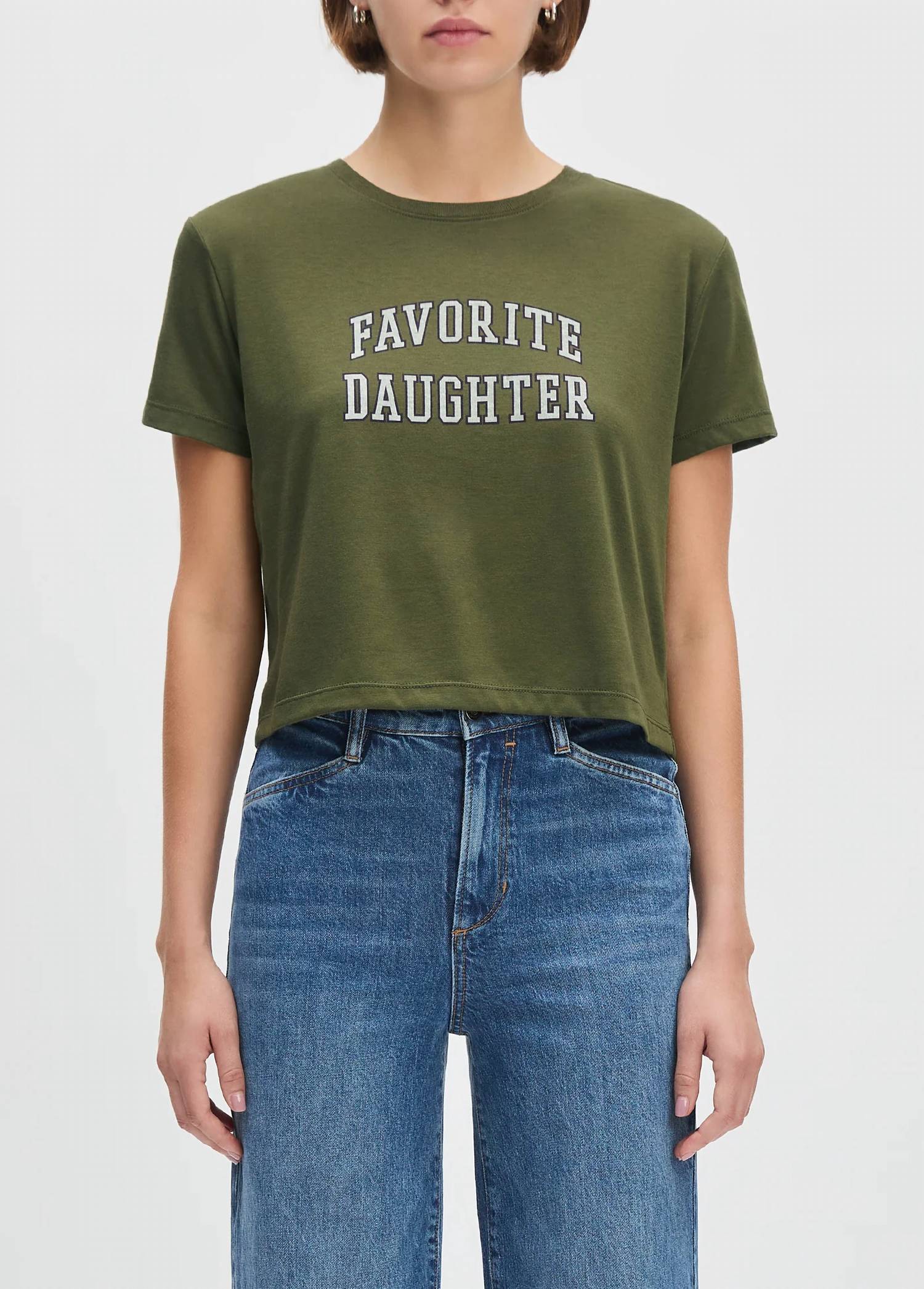 Favorite Daughter Cropped Collegiate Tee in gardenia smoketree - women's t-shirt