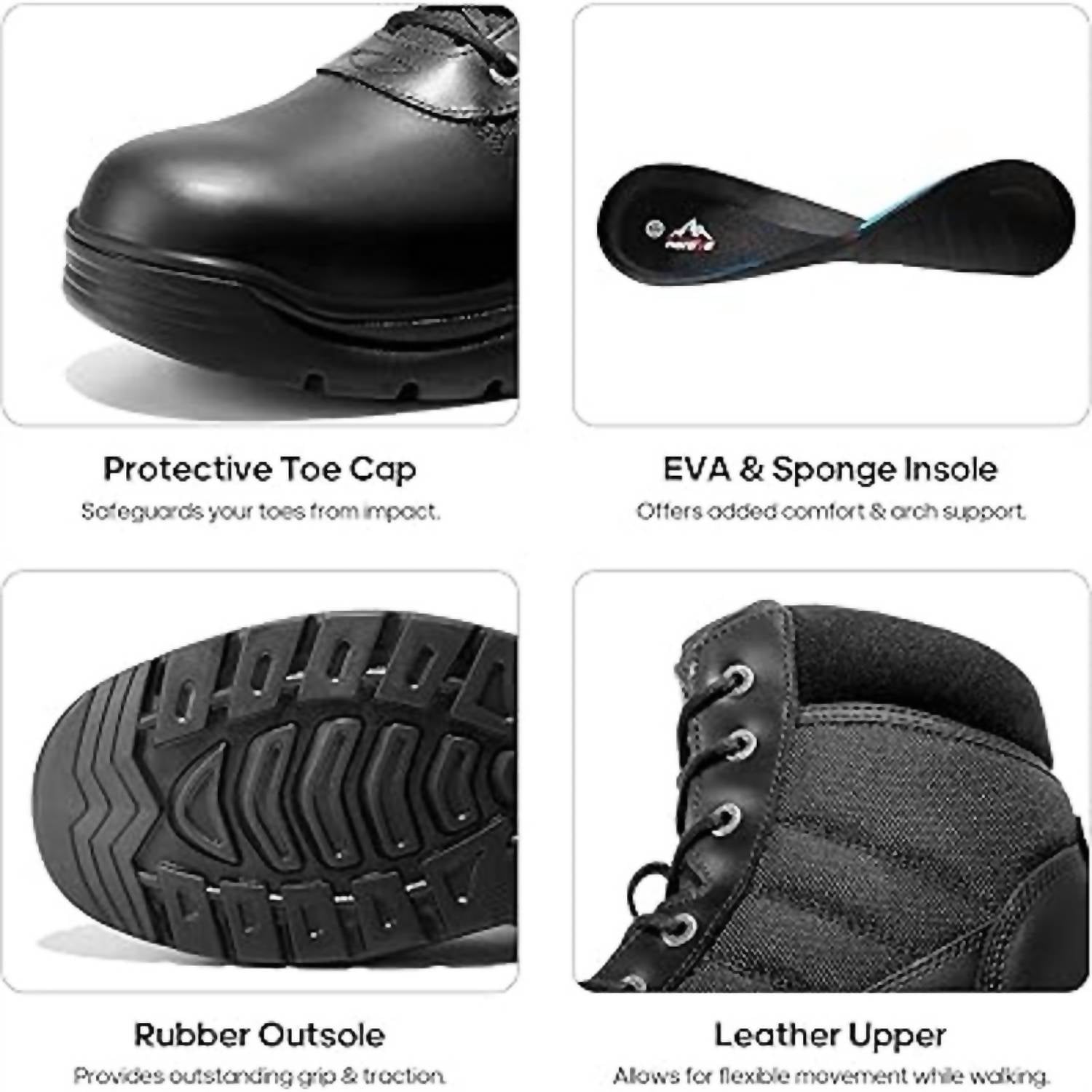 Nortiv8 Men's Faux Leather Lace-Up High Top Waterproof Tactical Boots in black - men's boots - detail view