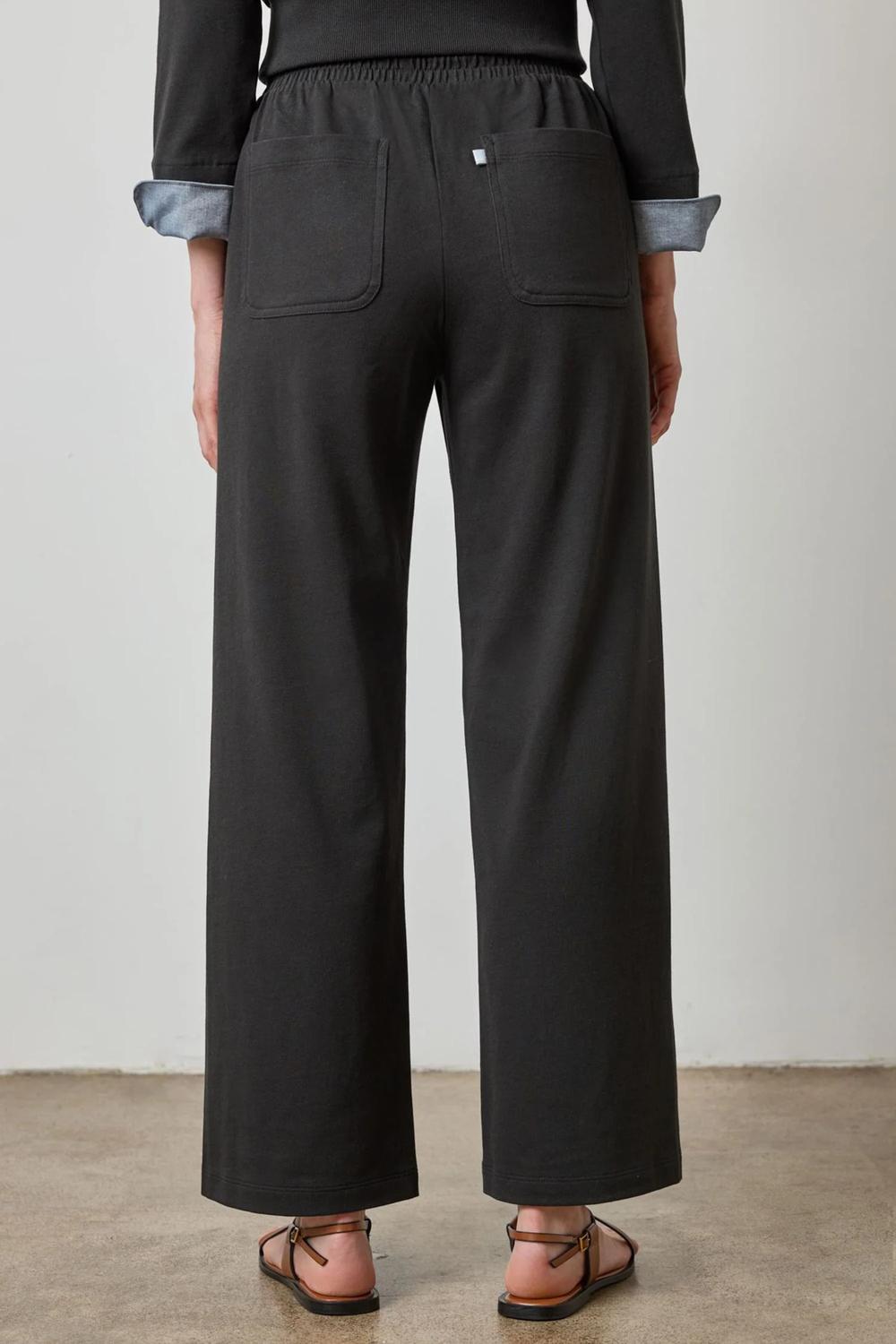 Lilla P Drawcord Wide Leg Pants in black - women's pants - alternate view