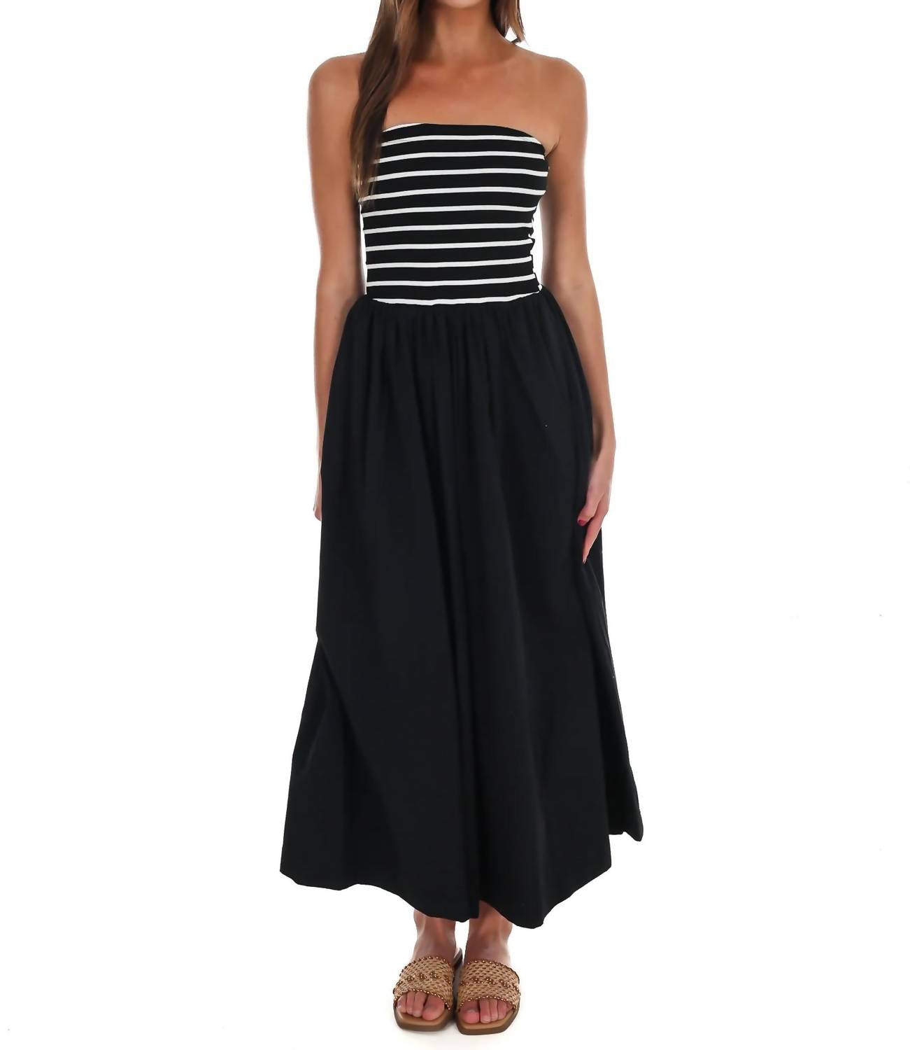 Hyfve - Women's Wanna Know Striped Strapless Midi Dress
