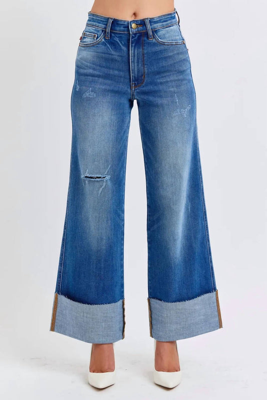 Judy Blue - Retro Wide Leg Jeg Jeans With Cuff