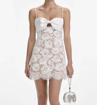 Self-Portrait - Lace Bow Mini Dress