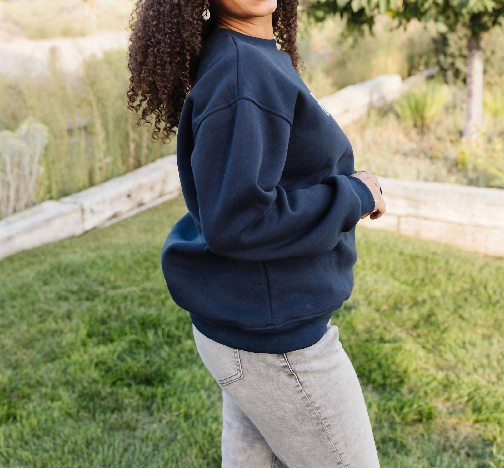 Polagram Amour Pullover Top in navy - women's long sleeve top - alternate view