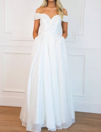 Cinderella Divine - Off Shoulder Sparkly Wedding Dress