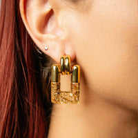 Gold & Honey - Women's Rectangle Door Knocker Earrings