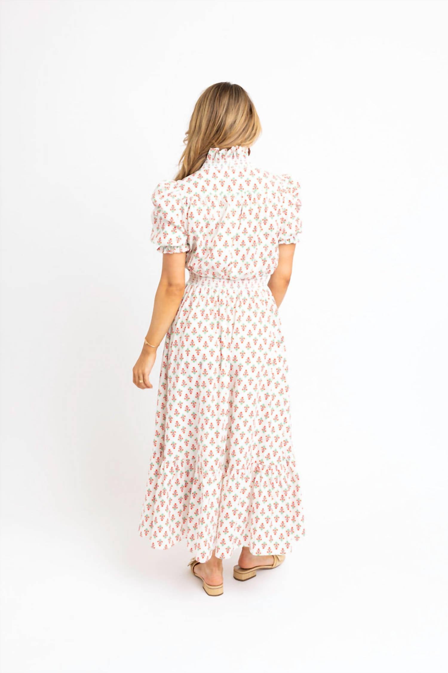 Karlie - Floral Ruffle Smock Maxi Dress