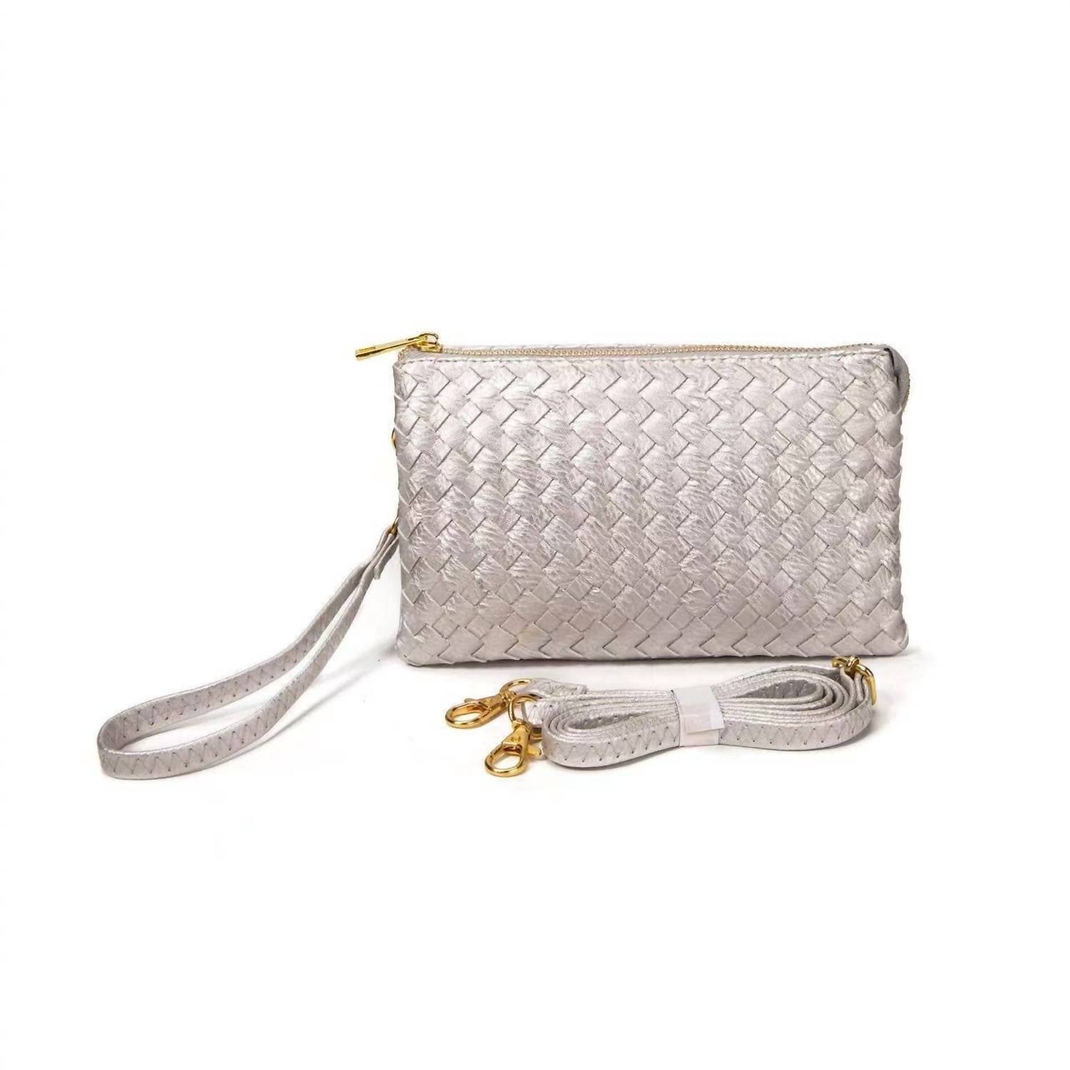 Mimi Wholesale - Women's Kathy Woven Three Compartment Clutch Crossbody Bag