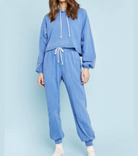 PROJECT SOCIAL T Sana Washed Hoodie in yacht blue - women's top - view 4