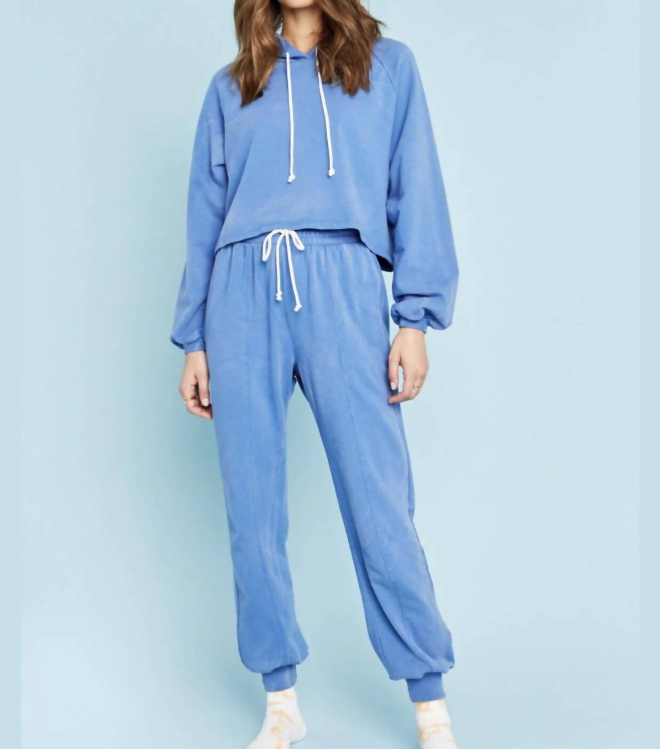 PROJECT SOCIAL T Sana Washed Hoodie in yacht blue - women's top - view 4