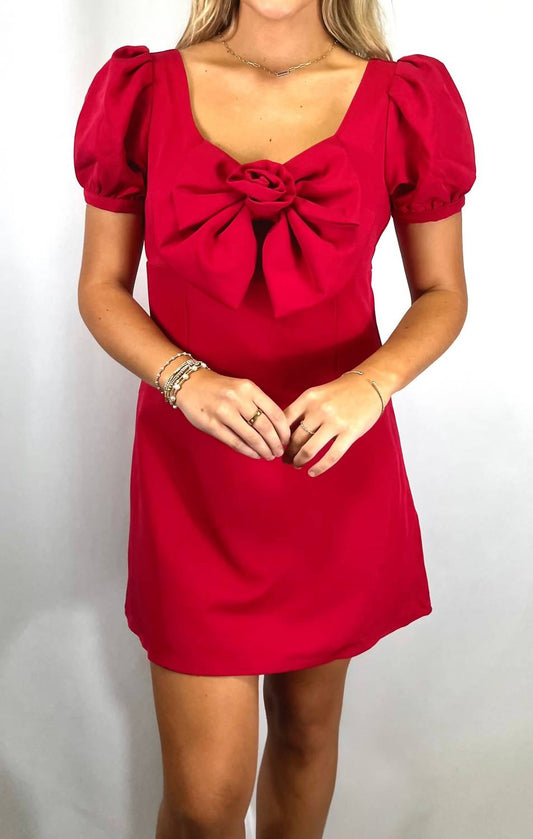 B.Right - Bow Puff Short Sleeve Mini Dress