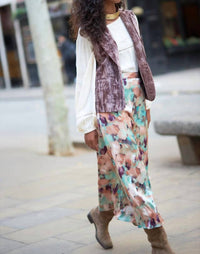 NUD by Nekane Long Printed Cross Skirt in dusty pink - women's skirt - alternate view