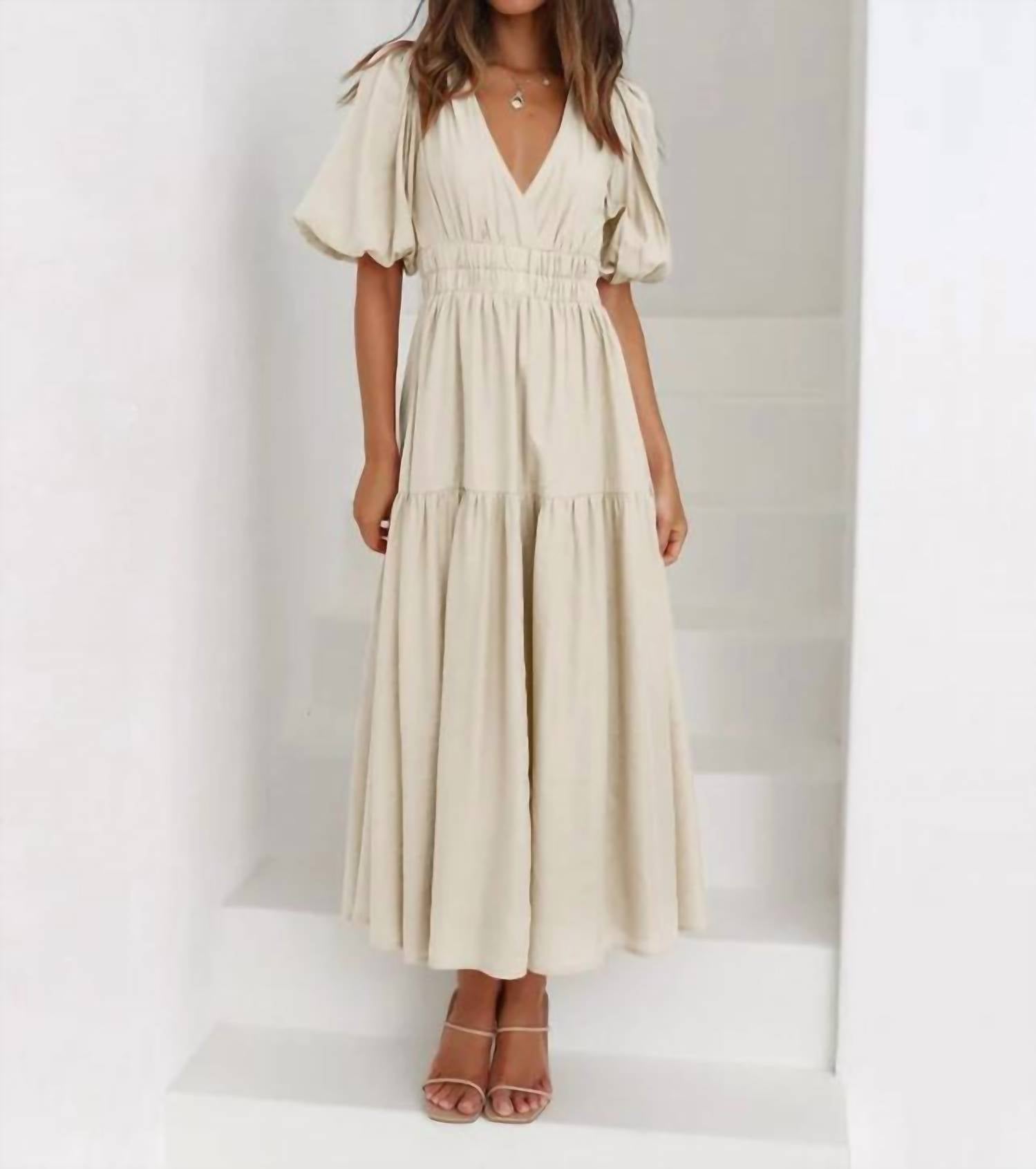 Sweetkama - Agnes Bubble Sleeve Midi Dress