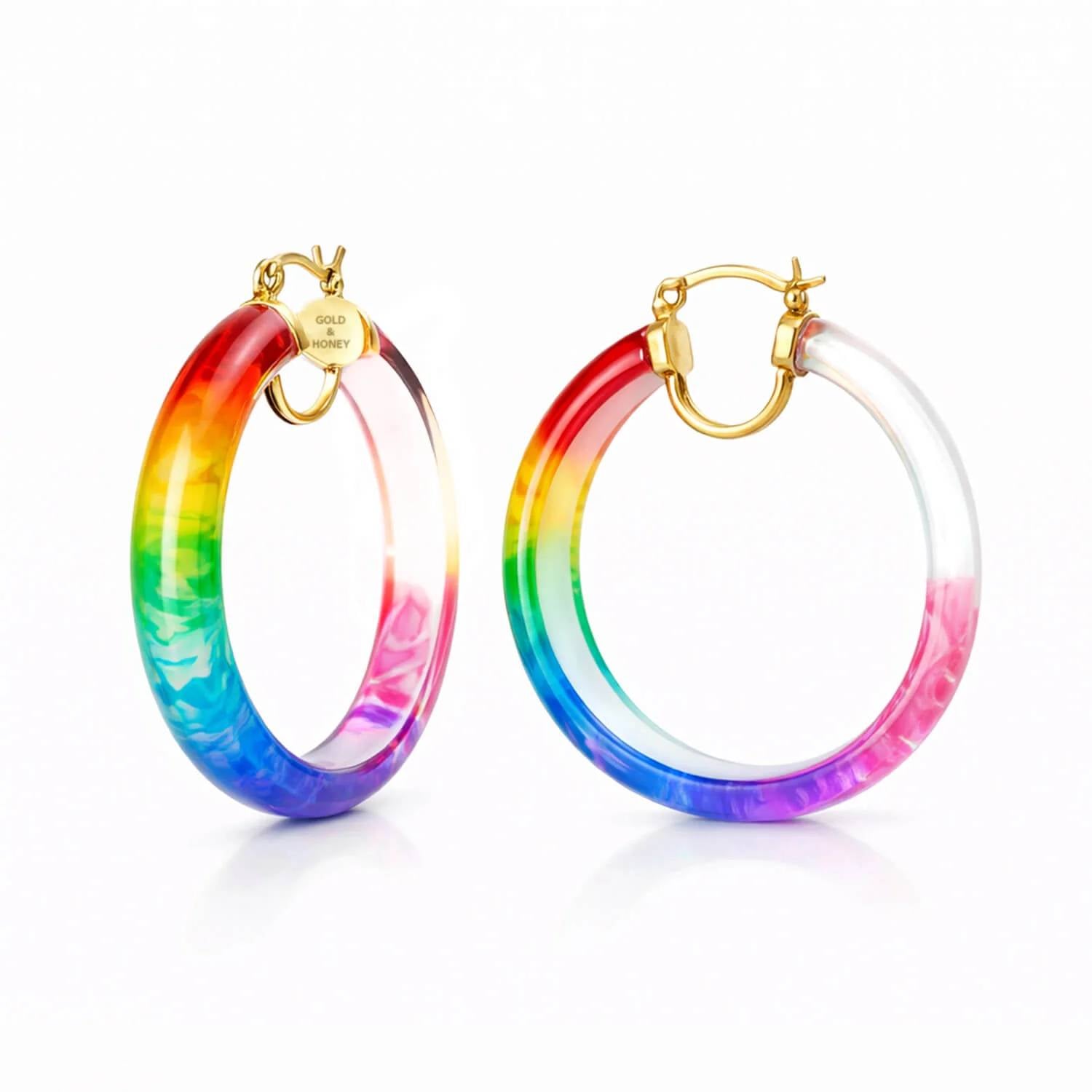 Gold & Honey - Women's Tie Dye Lucite Hoops