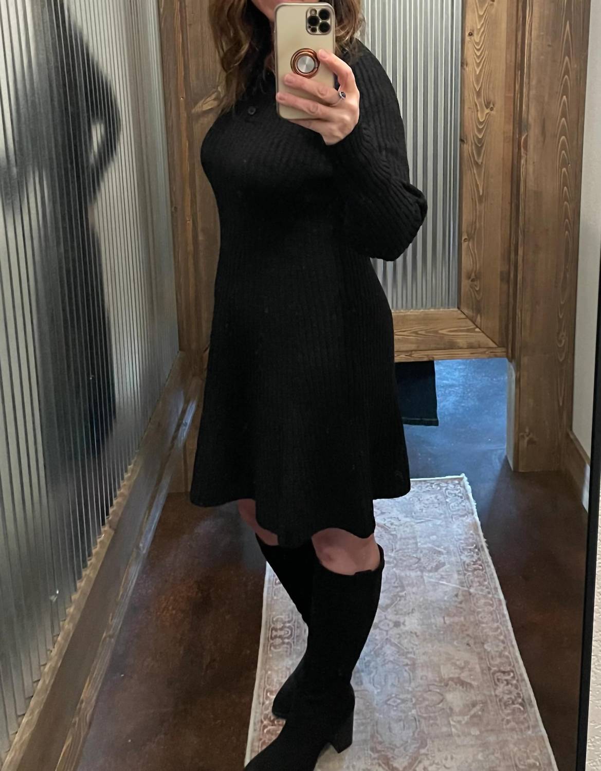 &Merci - Ribbed Sweater Flared Mini Dress