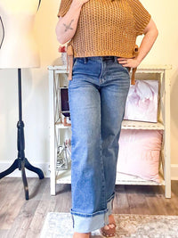 Risen - Tummy Control Wide Cuffed Jeans
