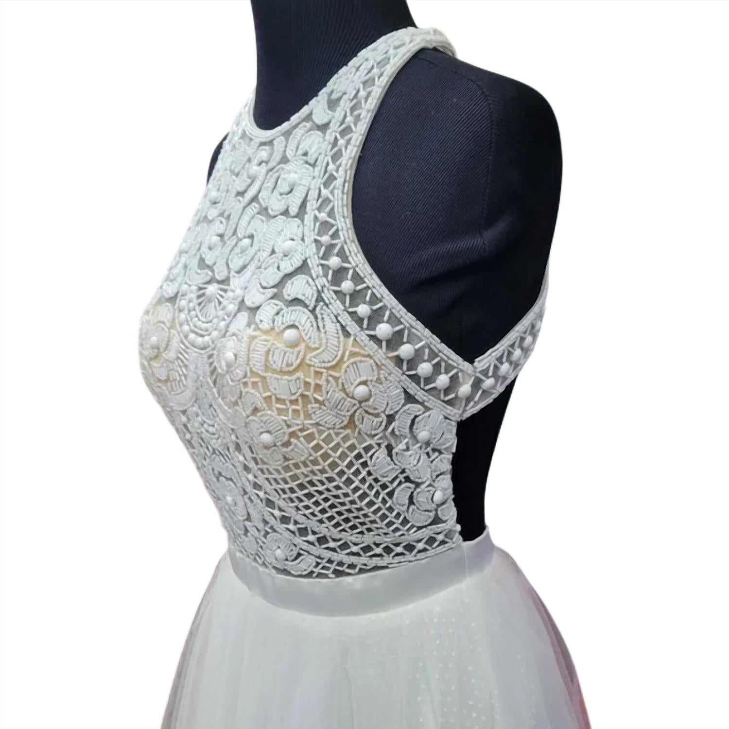 Precious Formals - Beaded Illusion Formal Ball Gown