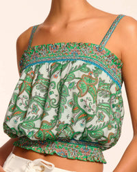 Ramy Brook - Miley Smocked Sleeveless Crop Top